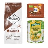 Кофе в зернах, хлебцы и шоколад